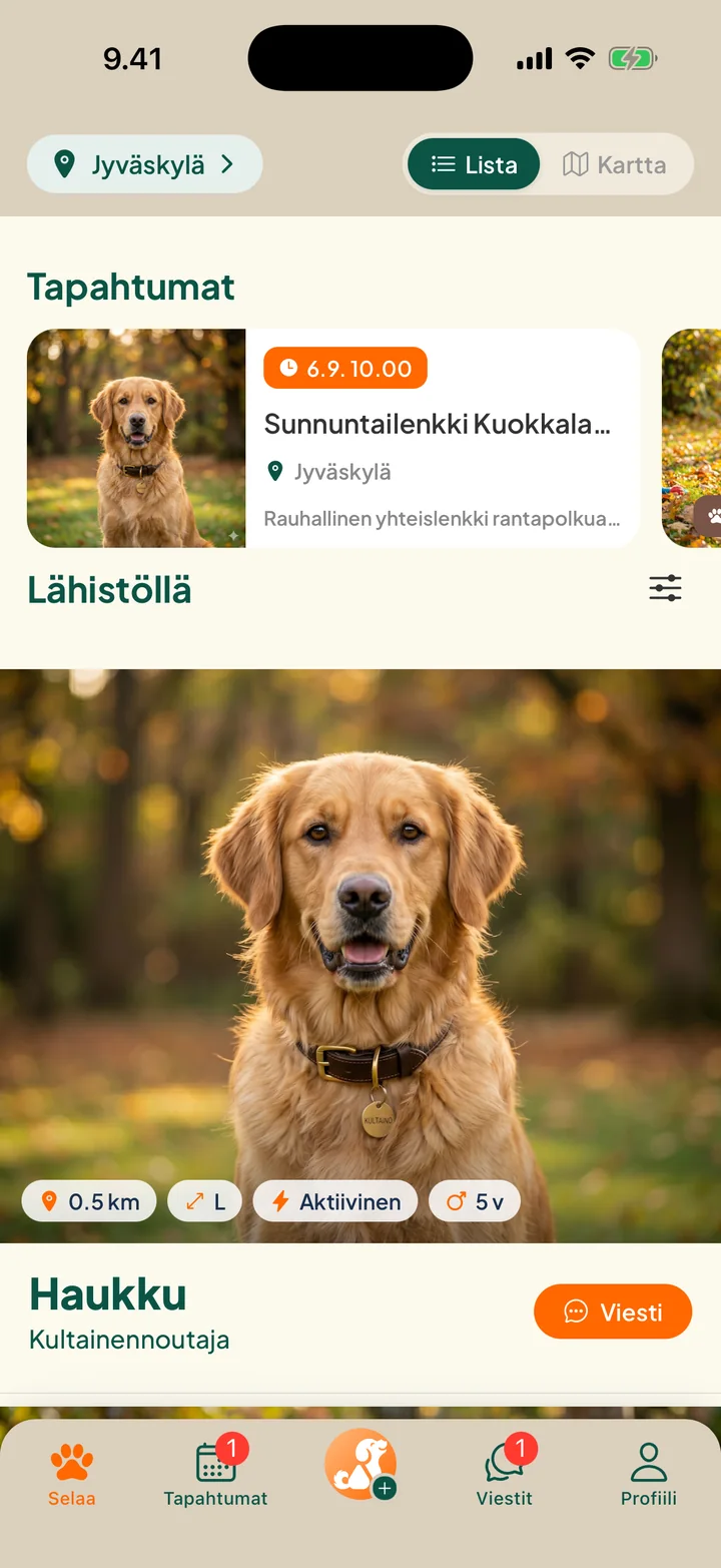 Lähialueen koirat listana